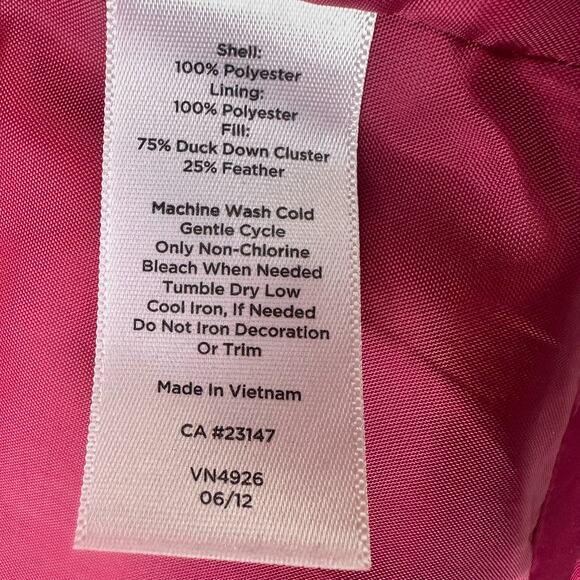 Talbots Down Puffer Vest Quilted Full Gold Zip Cherry Red Outdoor Fall Cozy Duck - Picture 10 of 11